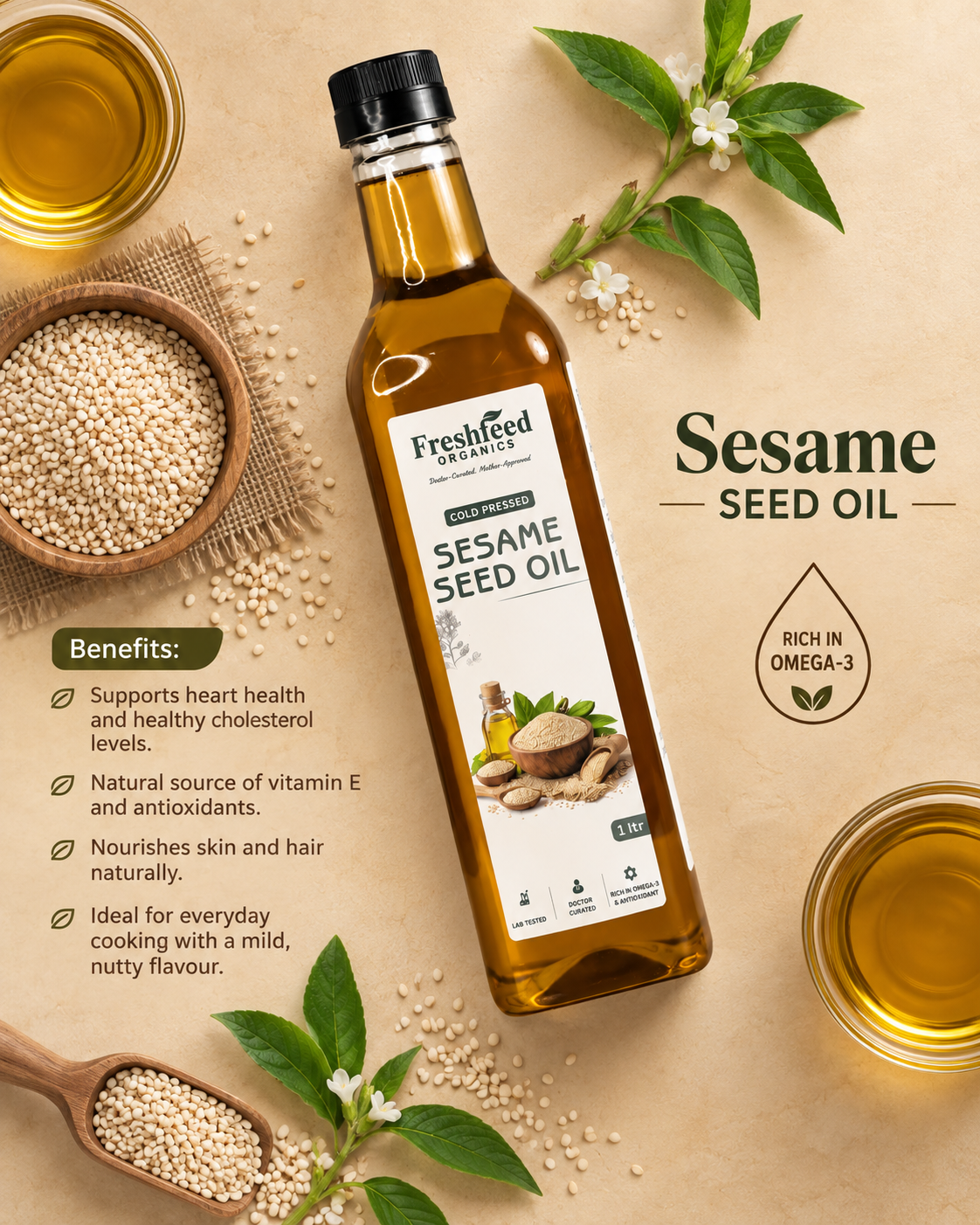 Sesame Seed Oil (Cold-Pressed)